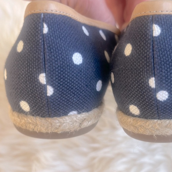 Miu Miu Navy Blue / Cream  Canvas Polka Dot Espadrille Bow Flats Size 37 - Picture 5 of 8